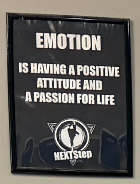 The Emotion poster on the NEXTStep dojang wall
